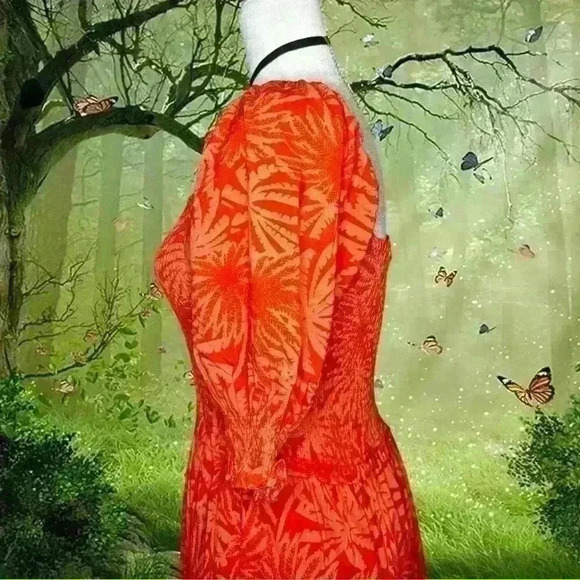 NWT Betsey Johnson Orange Boho Maxi Dress - Picture 5 of 10